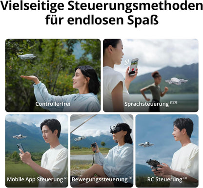 DJI Neo Motion Fly More Combo, Mini Drohne Mit 4K Uhd-Kamera Für Erwachsene, 135 G Selbstfliegende Drohne, Follow Me Funktion, Handflächenstart, Ki-Motivverfolgung, Mit RC Motion 3 Und 3 Akkus