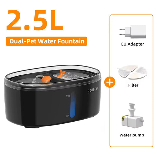 Automatic Cat Water Fountain Dual Bowls Wireless Pet Water Dispenser for Dog Cat Smart Drinker Multiple Pets Accessories