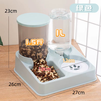 Automatic Cat Feeder Water Dispenser Set, 2 in 1 Tilted Automatic Pet Food and Water Feeder Gravity Food Feeder and Waterer