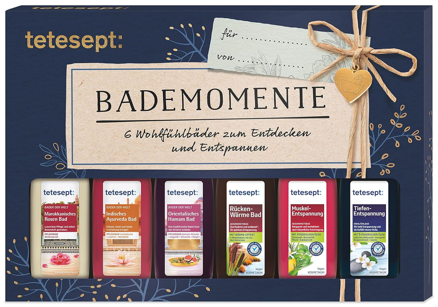 Tetesept Bäder Geschenkset Bademomente – Badezusatz Probierset Mit Geschenkanhänger - Das Ideale Präsent Für Jeden Anlass – 1 X Badeset (6 X 20 Ml)