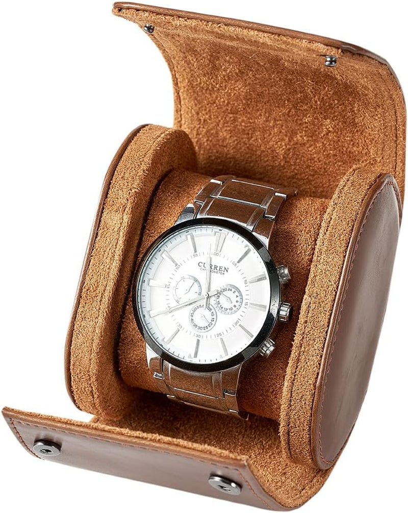 Single Watch Travel Case -Classic Leather Watch Case with Perfect Texture.(Watch Carrying Case or Organizer for Storage and Display).Mens Watch Case for Travel Handcrafted by Craftsmen.