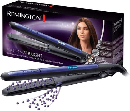 Remington Glätteisen [Dreifache Ionen-Technologie: Weniger Frizz & Statische Aufladung] Pro-Ion (Ultra-Turmalin-Keramikbeschichtung, Lcd-Display,150-230°C,Temp.-Boost-Funktion) Haarglätter S7710