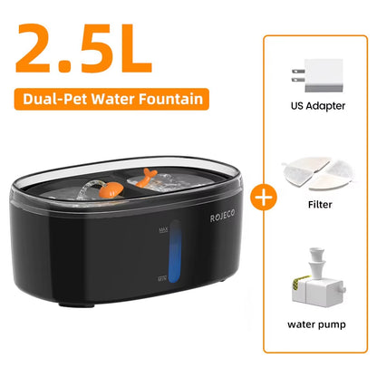 Automatic Cat Water Fountain Dual Bowls Wireless Pet Water Dispenser for Dog Cat Smart Drinker Multiple Pets Accessories