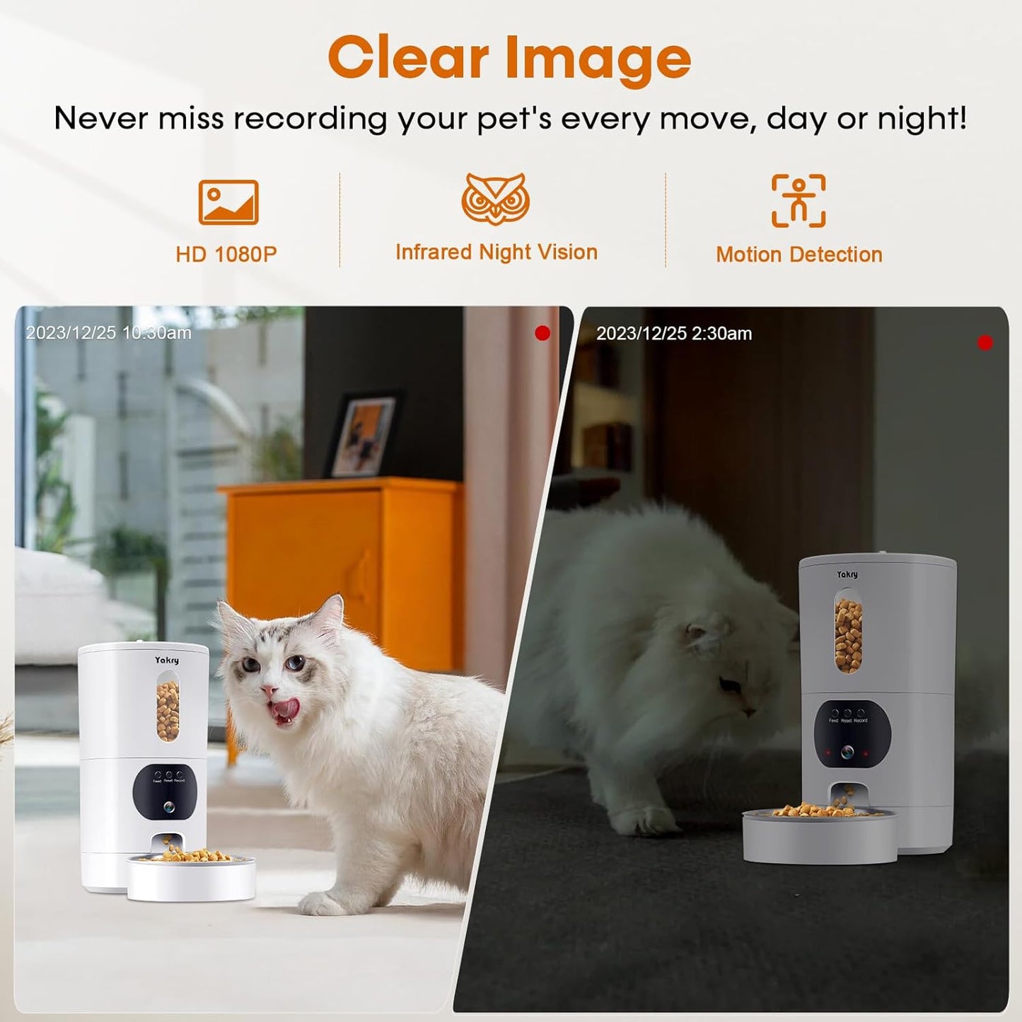 Automatic Cat Feeders Camera 5G: Wifi Easy to Clean Timed Smart Dog Food Dispenser 2-Way Audio Memory Function Pet Feeder HD 1080P Video Record APP Control Dry Food Clear Night Vision