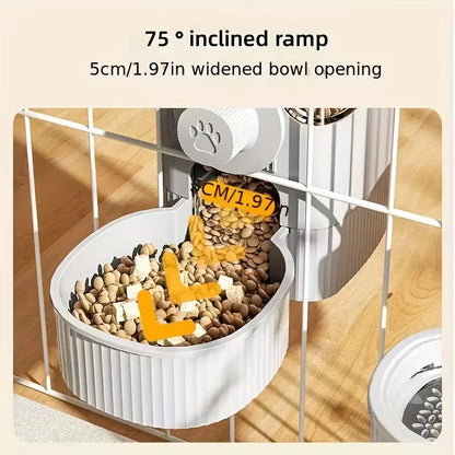 New Tepy Hanging Automatic Pet Food Feeder/Water Dispenser, Gravity Cat Auto Feeder Waterer Set with Container Bowl for Cage