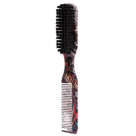 Double-Sided Comb Printed Pattern Beard Styling Brush Professional Shave Beard Brush Barber Broken Hair Remove Comb for Men