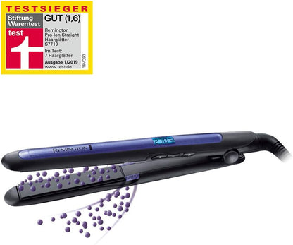 Remington Glätteisen [Dreifache Ionen-Technologie: Weniger Frizz & Statische Aufladung] Pro-Ion (Ultra-Turmalin-Keramikbeschichtung, Lcd-Display,150-230°C,Temp.-Boost-Funktion) Haarglätter S7710