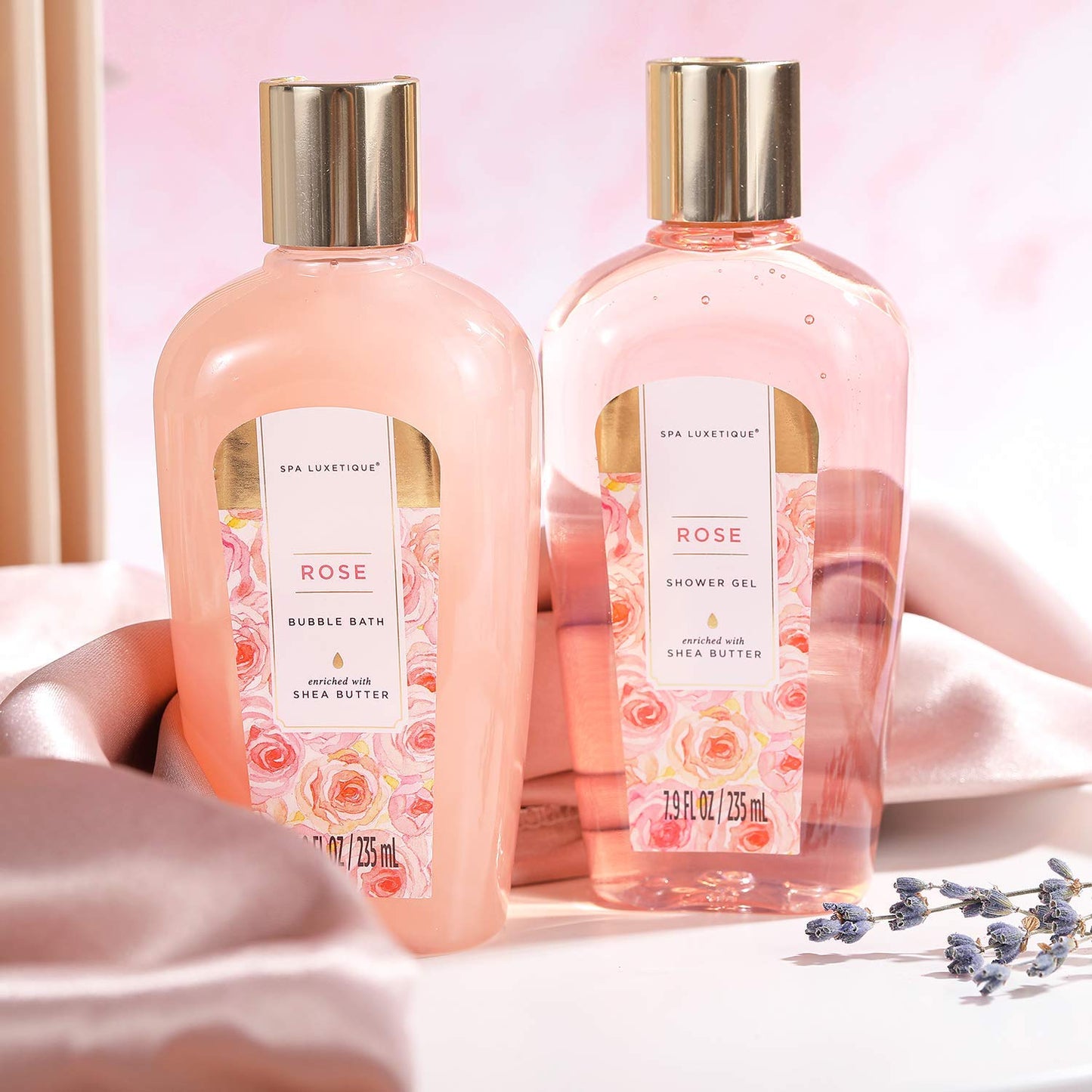 SPA LUXETIQUE Wellness Set Für Frauen - 8Tlg Rosenduft Bade Geschenkset Für Frauen, Geburtstagsgeschenk Beauty Set Mit Deko Badewanne, Weihnachtsgeschenke, Muttertagsgeschenk, Geschenke Für Frauen