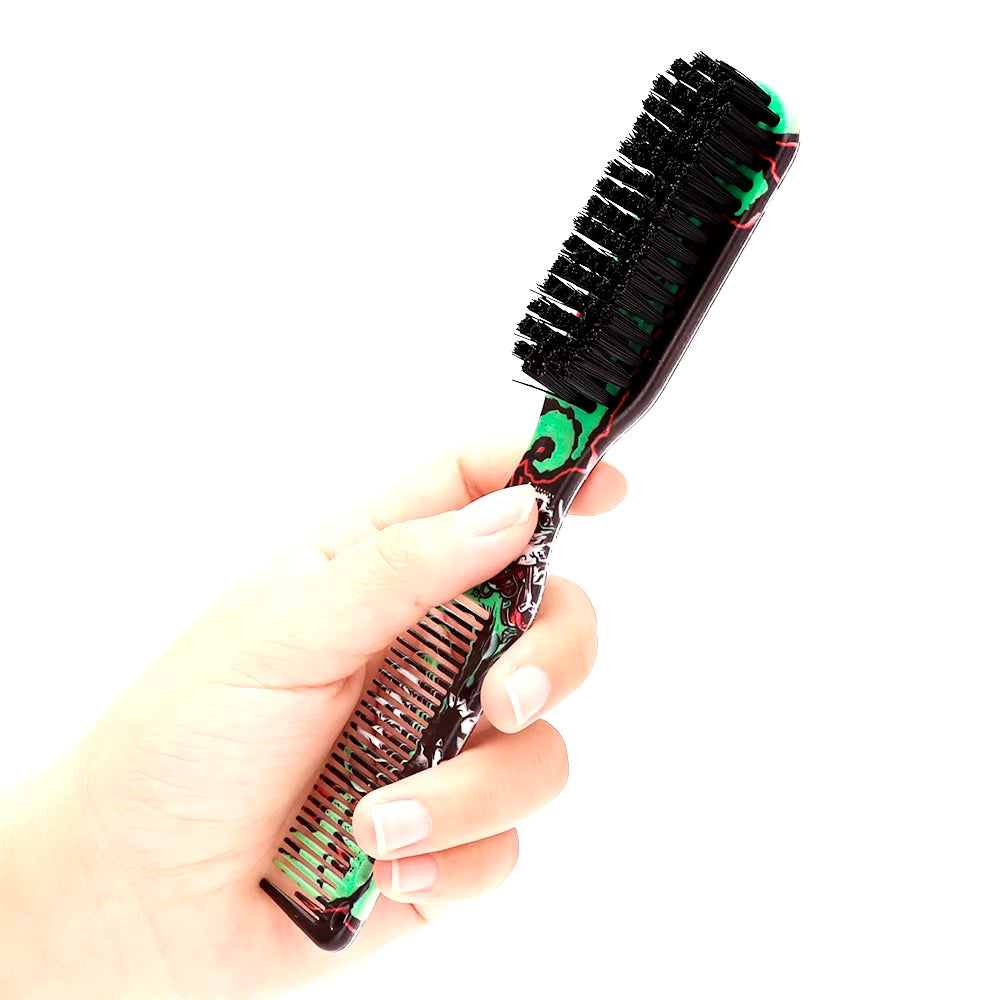 Double-Sided Comb Printed Pattern Beard Styling Brush Professional Shave Beard Brush Barber Broken Hair Remove Comb for Men