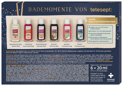 Tetesept Bäder Geschenkset Bademomente – Badezusatz Probierset Mit Geschenkanhänger - Das Ideale Präsent Für Jeden Anlass – 1 X Badeset (6 X 20 Ml)