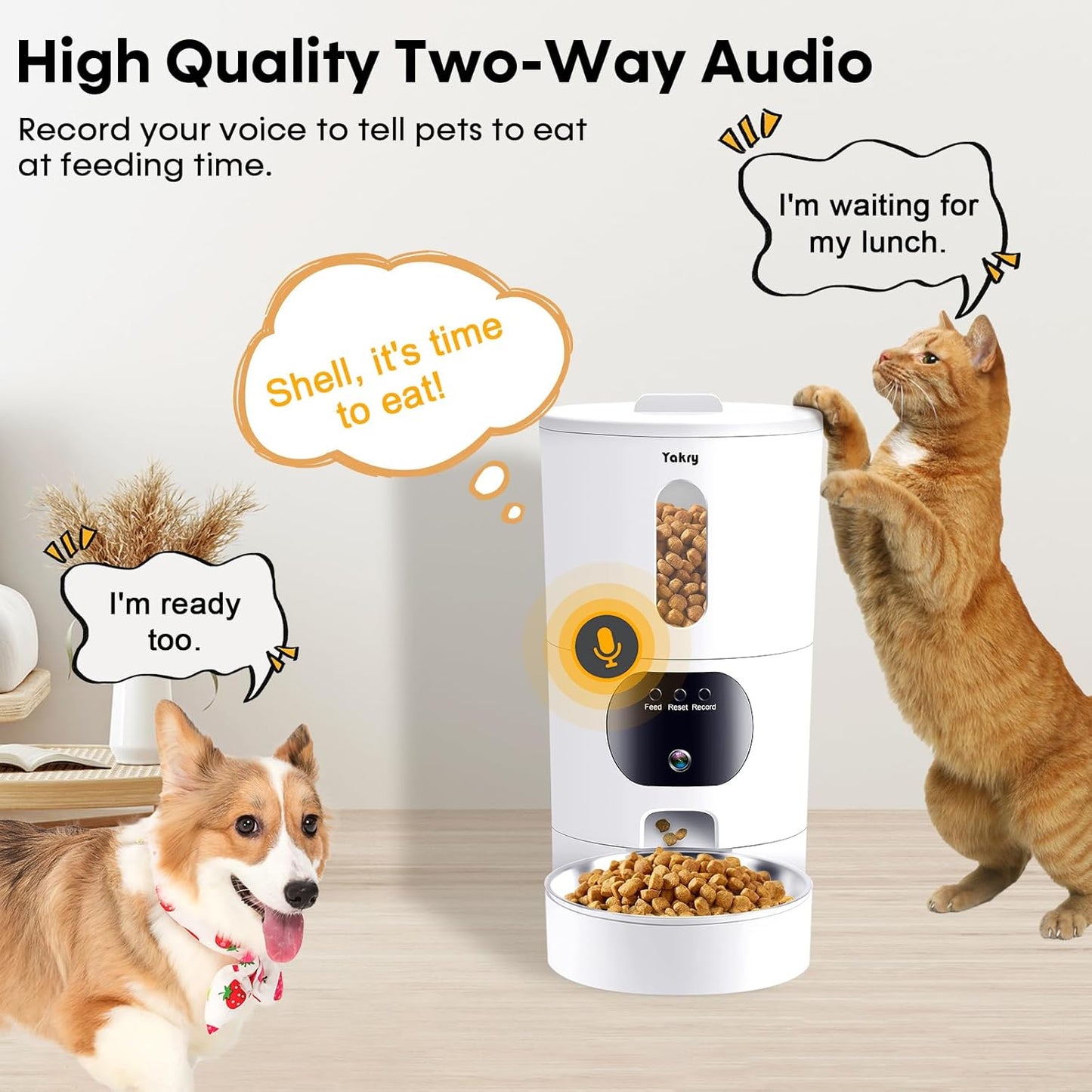 Automatic Cat Feeders Camera 5G: Wifi Easy to Clean Timed Smart Dog Food Dispenser 2-Way Audio Memory Function Pet Feeder HD 1080P Video Record APP Control Dry Food Clear Night Vision