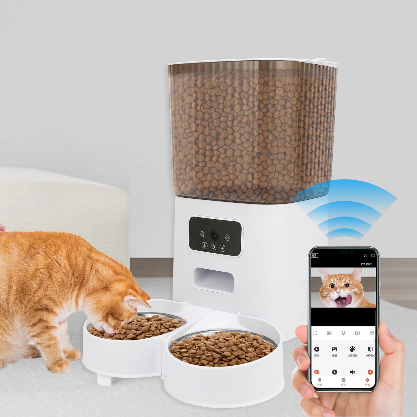 5L Smart Wifi APP Camera Automatic Pet Feeder Cat Food Dispenser Video Smart Feeder for Cats Dogs Pet Dry Food Bowl