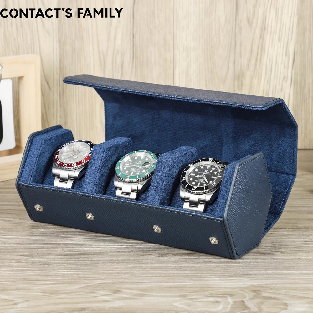 Luxury Genuine Leather Watch Roll Watch Storage Box Travel Watch Case Gift Box Green Watch Pouch