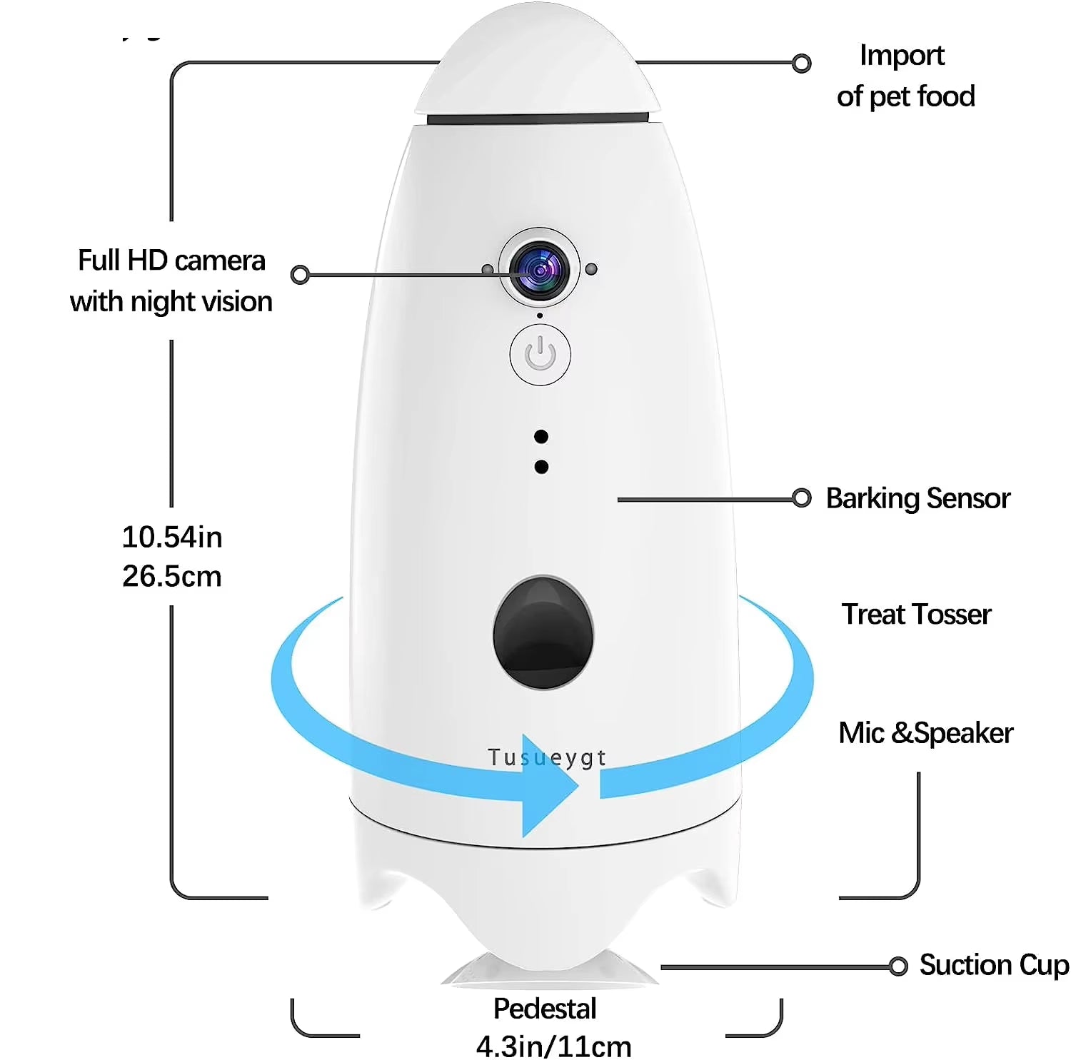 Smart 1080P Dog Camera 180 View with Treat Dispenser - Interactive Pet Feeder and Monitoring System Designed for Dogs