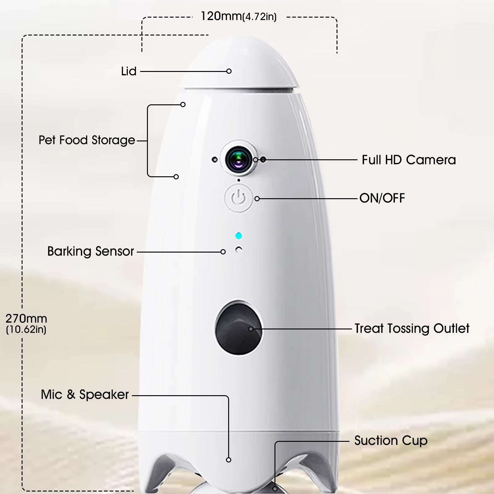 Smart 1080P Dog Camera 180 View with Treat Dispenser - Interactive Pet Feeder and Monitoring System Designed for Dogs