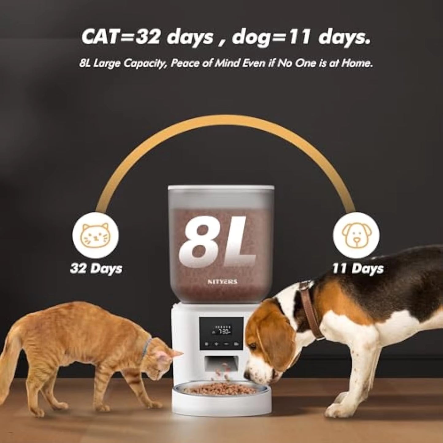 8L Automatic Cat Feeder with 1080P Camera Video Wifi Cat Food Dispenser Pet Smart Voice Recorder Remote Control Pet Auto Feeder