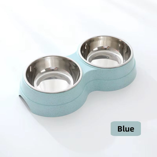 Pet Double Bowls Dog Food Water Feeder Stainless Steel Pet Drinking Dish Feeder Cat Puppy Feeding Supplies Small Dog Accessories