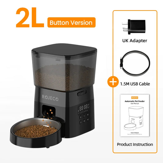 Automatic Dog Feeder Smart Food Kibble Dispenser for Pet Cats Auto Food Storage Container Button Version Dog Feeding Bowl