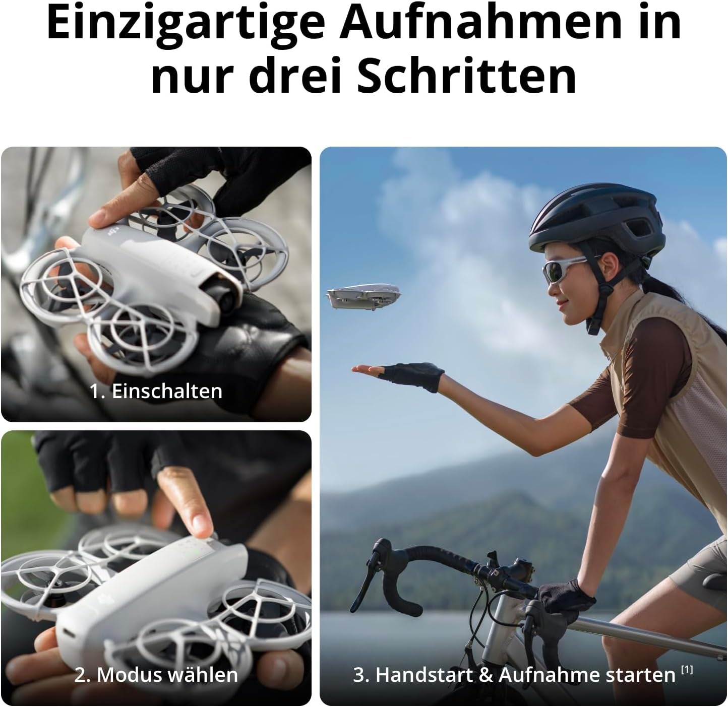 DJI Neo Motion Fly More Combo, Mini Drohne Mit 4K Uhd-Kamera Für Erwachsene, 135 G Selbstfliegende Drohne, Follow Me Funktion, Handflächenstart, Ki-Motivverfolgung, Mit RC Motion 3 Und 3 Akkus