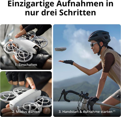 DJI Neo Motion Fly More Combo, Mini Drohne Mit 4K Uhd-Kamera Für Erwachsene, 135 G Selbstfliegende Drohne, Follow Me Funktion, Handflächenstart, Ki-Motivverfolgung, Mit RC Motion 3 Und 3 Akkus