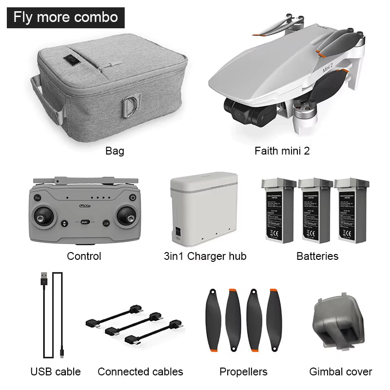 For New Faith Mini2 Smart Aircraft Drone with 4K Camera Combo Fly More Version 5Km Video Transmission for Mini2 Drone