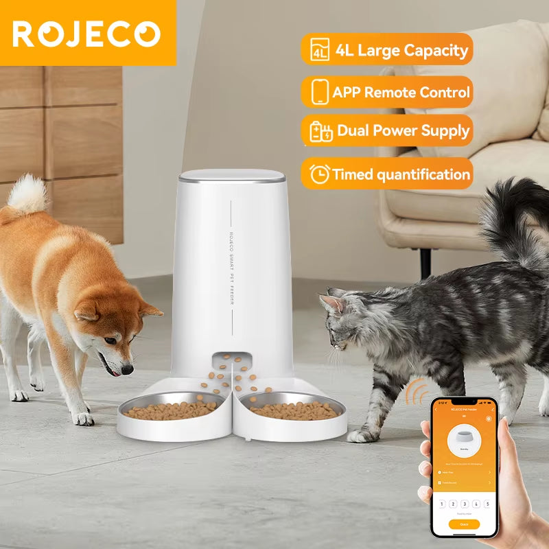 Automatic Dog Feeder Smart Dog Food Kibble Dispenser Remote Control Wifi Button Auto Feeder for Pet Cats Feeding Supplies